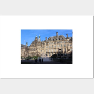 Sheffield Peace Gardens Town Hall Geyser Water Fountain Photograph Posters and Art